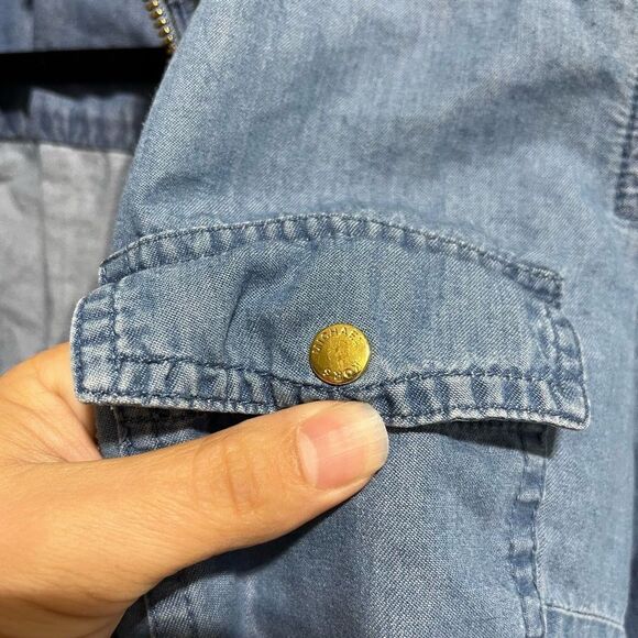 Michael Denim Chambray Zip Front Top Women’s PM - Picture 12 of 16